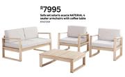 Naterial Acacia Sofa Set Solaris 4 Seater Armchairs With Coffee Table