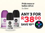 Pride Mens Or Ladies Roll On-For Any 3 x 50ml