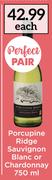 Porcupine Ridge Sauvignon Blanc Or Chardonnay-750ml Each