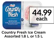 Country Fresh Ice Cream Assorted-1.8Ltr Or 1.5Ltr Each