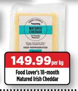 Food Lover's 18 Month Matured Irish Cheddar-Per Kg