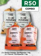 2 x Potjie Potato Thriftpacks 1Kg, 2 x Carrot Thriftpacks 1Kg-Combo