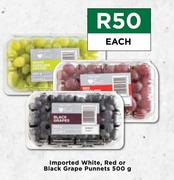 Imported White, Red Or Black Grape Punnets-500g Each