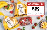 2 x Banana Thriftpacks 700g, 1 x Strawberry Punnet 250g-Combo