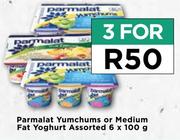 Parmalat Yumchums Or Medium Fat Yoghurt Assorted-For 3 x 6 x 100g