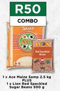 1 x Ace Maize Samp 2.5Kg Plus 1 x Lion Red Speckled Sugar Beans 500g-Combo