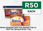 Rama Original 60% Fat Spread Tub Or 70% Fat Spread Brick 1Kg-Each