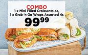 1 x Mini Filled Croissants 4s, 1 x Grab 'n Go Wraps Assorted 4s-Combo