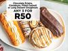 Chocolate Eclairs Cinnabuns, Filled Cannoli Or Long Dessert Doughnuts-For Any 3