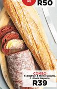 1 x Beetroot & Thyme Ciabatta, 1 x Rustic Baguette-Combo