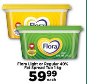 Flora Light Or Regular 40% Fat Spread Tub-1Kg Each