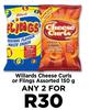 Willards Cheese Curls Or Flings Assorted-For Any 2 x 150g
