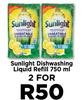 Sunlight Dishwashing Liquid Refill-For 2 x 750ml