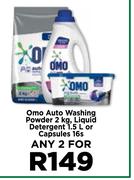 Omo Auto Washing Powder 2Kg, Liquid Detergent 1.5L Or Capsules 16s-For Any 2