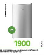 Hisense Mora 92Ltr Bar Fridge (Metallic) M125RTS/H125RTS/H120RTS/RWH