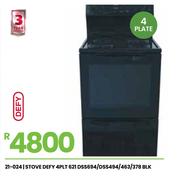Defy 4PLT 621 Stove DSS694/DSS494/463/378 BLK