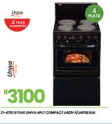 Univa 4PLT Compact Stove U405-1/U405B BLK