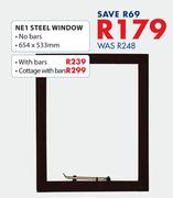 NE1 Steel Window Cottage With Bars 654 x 533mm