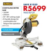 Dewalt 1650W Compound Mitre Saw Including Blade DW714-ZA