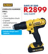 Dewalt 18V Cordless Hammer Drill Including Charger And 2 Batteries DCD77652-ZA 