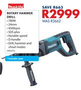 Makita 780W Rotary Hammer Drill Including Case HR2475