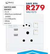 Electro Switch & Socket White-4 x 4