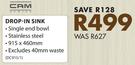 Cam Drop In Sink-915 x 460mm