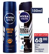 Nivea Men Deodorant-For 2 x 150ml