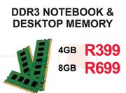 DDR3 Notebook & Desktop Memory 8GB