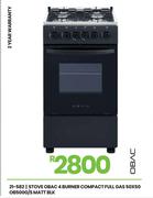 Obac 4 Burner Compact Full Gas 50x50 Matt Blk Stove OB500G/S 21-582