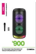 Omega Home Theatre BT Trolley Speaker (2x8") X-AWP 23-793