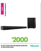 Hisense Home Theatre BT Sub 480W Sound Bar HS3100 23-823