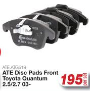 ATE Disc Pads Front Toyota Quantum 2.5/2.7 03- ATE.ATG519-Per Set
