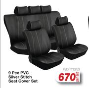 9 Pce PVC Silver Stitch Seat Cover Set FED.TY2253-Per Set