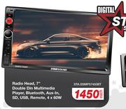 Star Sound Radio Head 7" Double Din Multimedia Player,BT,Aux In,SD,USB,Remote,4x60W STA.SSMP57450BT