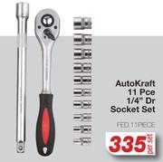 Auto Kraft 11 Pce 1/4" Dr Socket Set FED.11PIECE-Per Set