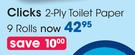 Clicks 2 Ply Toilet paper 9 Rolls-Per Pack