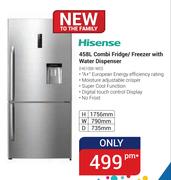 Hisense 458Ltr Combi Fridge/Freezer With Water Dispenser H610BI-WD