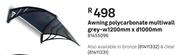 Awning Polycarbonate Multiwall (Grey)-W1200mm x d1000mm