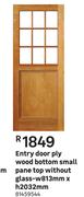 Entry Door Ply Wood Bottom Small Pane Top Without Glass-W 812mm X H 2032mm