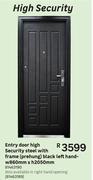 Entry Door High Security Steel With Frame(Prehung)Black Left Hand-w860mm x h2050mm