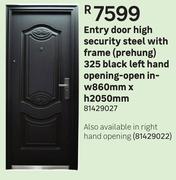 Entry Door High Security Steel With Frame (Prehung) Black Open In-860 x 2050mm