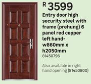 Entry Door High Security Steel With Frame (Prehung) 6 Panel-860 x 2050mm
