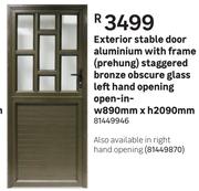 Exterior Stable Door Aluminium With Frame(Prehung)Staggered Bronze Left Hand Opening-890mm X H2090mm