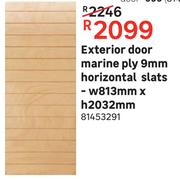 Exterior Door Marine Ply 9mm Horizontal Slats-W 813mm X H 2032mm