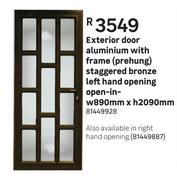 Exterior Door Aluminium With Frame(Prehung)Staggered Bronze Left Hand Opening-W890mm X H2090mm