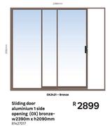 Sliding Door Aluminium 1 Side Opening (OX) Bronze OX2421-W 2390m X H 2090mm