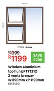 Window Aluminum Top Hung PTT1212 2 Vents Bronze-W 1190mm X H 1190mm