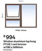 Window PVC White Top Hung PT129 1 Vent-W 1190mm X H 890mm