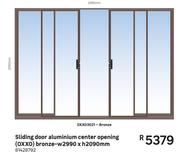 Sliding Door Aluminium Center Opening (OXXO) Bronze OXXO3021-W 2990m X H 2090mm